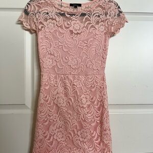 pink lace bodycon dress